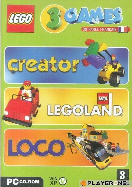 Coffret LEGO : 3 Jeux Creator + Legoland + Loco : PC DVD ROM , FR