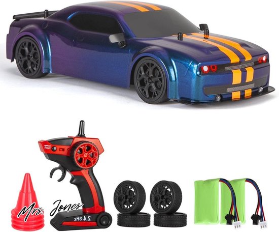 Mrs. Jones op afstand bestuurde RC Drift auto GT met ledverlichting - 4WD driftfunctie speelgoedauto voor kinderen vanaf jaren oud .