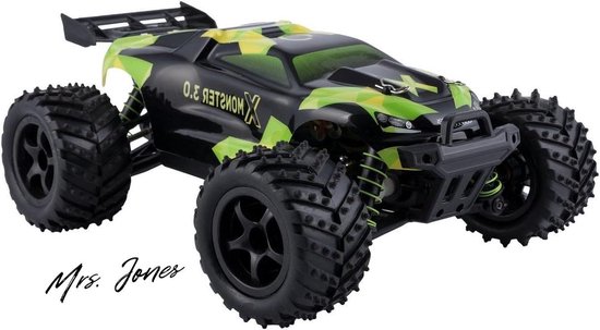 Mrs. Jones Overmax X-Monster 3.0 RC Auto 45 km/u 1:18 Schaal 4x4 Aandrijving 100m Bereik 40 min Speeltijd Onafhankelijke Vering TUV Gecertificeerd Ideaal Cadeau voor Kinderen 14+ .