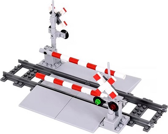 bouwblokjes spoorwegovergang, geschikt voor Lego treinbanen. Bouwpakket met Lego compatible blokjes