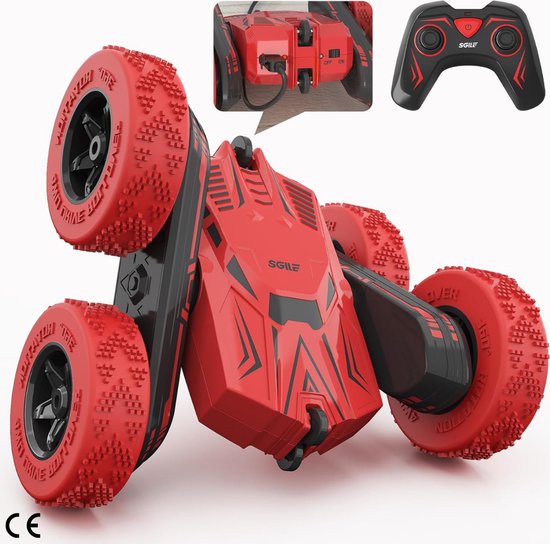 RC Stuntauto - Auto met Afstandsbediening voor Jongens en Meisjes - 4WD 2.4Ghz RC-voertuig met 360° Dubbelzijdige Rotatie - Speelgoed voor Kinderen van 6-12 Jaar