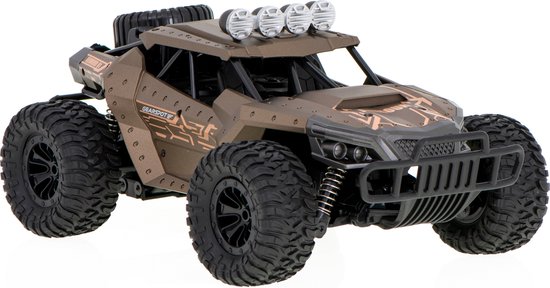 Luxe raceauto - Leuk cadeau - Op afstand bestuurbare speelgoedauto voor buiten, monstertruck, buggy auto, 1/16, radiogestuurd, 20 km/u, bruin, 15 minuten speeltijd, speelcadeau voor kinderen vanaf 8 jaar