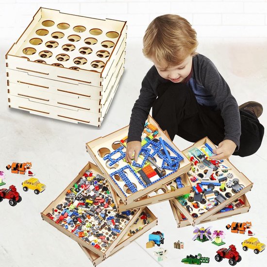 4 Tray Sorteer Zeefdoos voor Lego, Sorteerzeefdoos voor het sorteren van Lego-stenen, Sorteersysteem voor Lego, 3 Verschillende maten, Stapelbare dozen voor Lego, Cadeau voor Lego-liefhebbers.