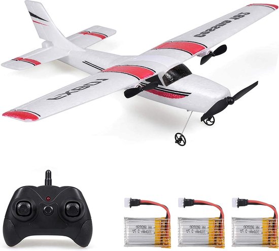 2CH RC Vliegtuig Outdoor - Cessna 182 FX801 - 2.4 GHz - Voor Kinderen Jongens - Met 3 Batterijen RC vliegtuig