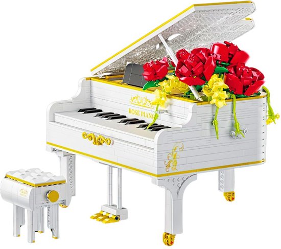 Zhe Gao Piano rozen bloemen | niet compatibel met lego of mould king stenen | Classic creator ideas technic | STEM educatief speelgoed bouwpakket | botanical bloemenboeket versiering | Vleugelpiano modelbouw volwassenen & kinderen | 1293 bouwstenen