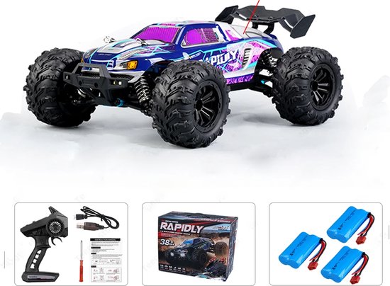 Comnox - RC Monster Truck 1:16 - 50 KM/H Drift - 4WD - LED Lights - Brushless Motor - All-Terrain - Paars - Smal