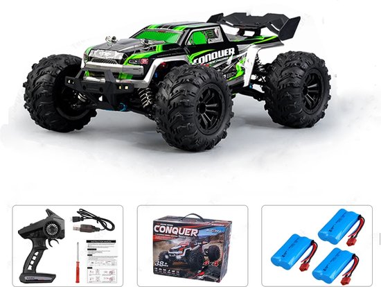 Comnox - RC Monster Truck 1:16 - 50 KM/H Drift - 4WD - LED Lights - Brushless Motor - All-Terrain - Groen - Smal