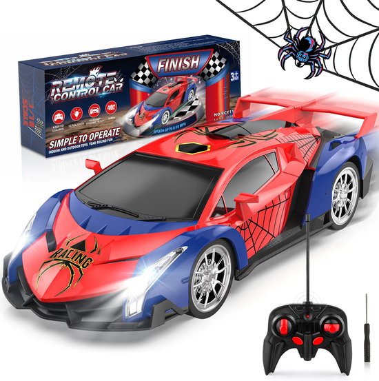 Comnox - Spider Racing Auto - LED Koplampen - Afstandsbediening - 1:18 Snelheidsauto - Indoor & Outdoor RC Speelgoed - Kindercadeau Jongens en Meisjes - 3-12 Jaar - Remote Control Car