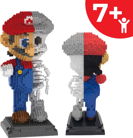 Creactive® Superheld Skeletfiguur | Bouwset Modelbouw Super Nintendo Personagepakket Starterset Lego -achtige Bouwstenen Blokjes 3D Puzzel Nano Block Bouwsets Cadeau Super Mario