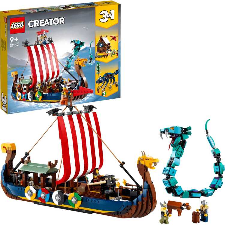 LEGO Creator 3-in-1 - Vikingschip en de Midgaardslang constructiespeelgoed 31132