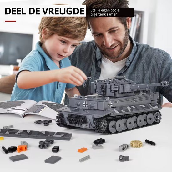 Technic Tank - Op Afstand Bestuurbare Tank - Met Geluid - Rc Tank - Tank Speelgoed - Leger Speelgoed - Bouwset tank - Tank - Duitse tiger tank