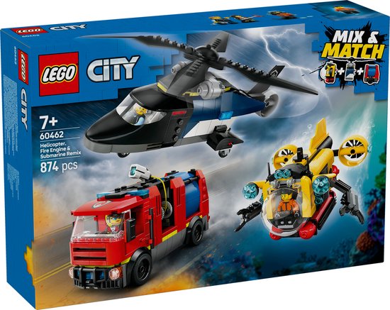 LEGO City Helikopter brandweerauto en onderzeeër remix - 60462