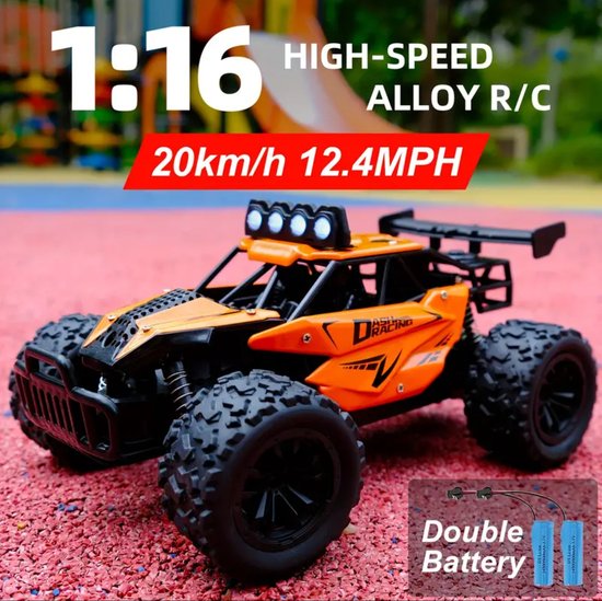 High Speed Race RC Auto - Dubbele Batterijen - Afstandsbediening - Lange Speeltijd - Speed - Oranje - 20km/u