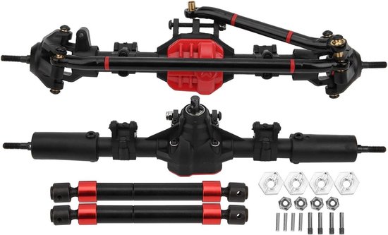 Assen 1/10 RC - Voor Achter - Complete As met 38T/15T Tandwieltanden - 2 Stuks Metaal - Stevig en Duurzaam - Eenvoudig Te Installeren - Geschikt voor Axiale SCX10 I SCX10 - RC Auto Aandrijfas