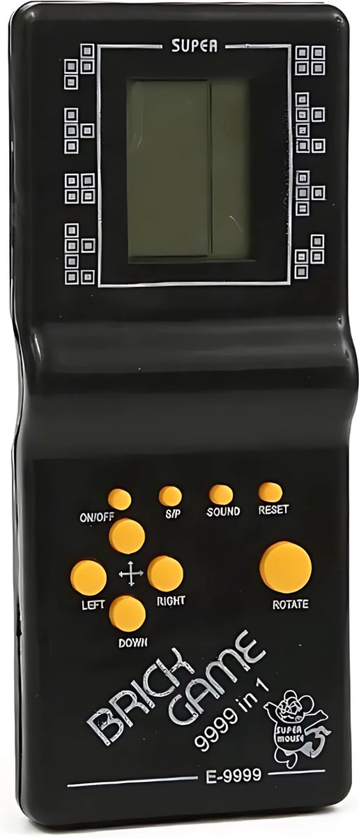 JustValue Handheld Spelcomputer Zwart - Retro Spelcomputer - Spelcomputer Voor Kinderen - Spelcomputer Met Spelletjes - Classic game - Retro spel - Retro Game Stick - Blokken