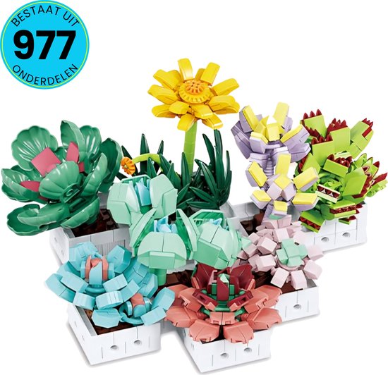 Planten Speelgoed Set Geschikt Voor LEGO - Succulent Planten - Vanaf 6 Jaar - 977 Bouwstenen - Bouwset - STEM Speelgoed - Bouwsets - Bouwspeelgoed - Inclusief Handleiding