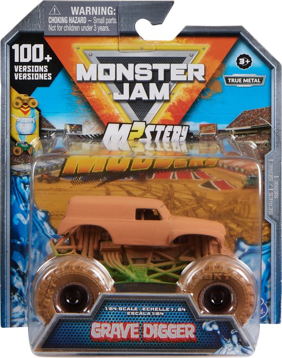 Monster Jam - Mystery Mudders officiële metalen truck - Was & Onthul - schaal van 1:64 - stijlen kunnen variëren