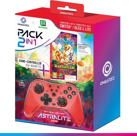 ONIVERSE Astralite draadloze controller + Marsupilami Nintendo Switch (Code in the Box) – Rood