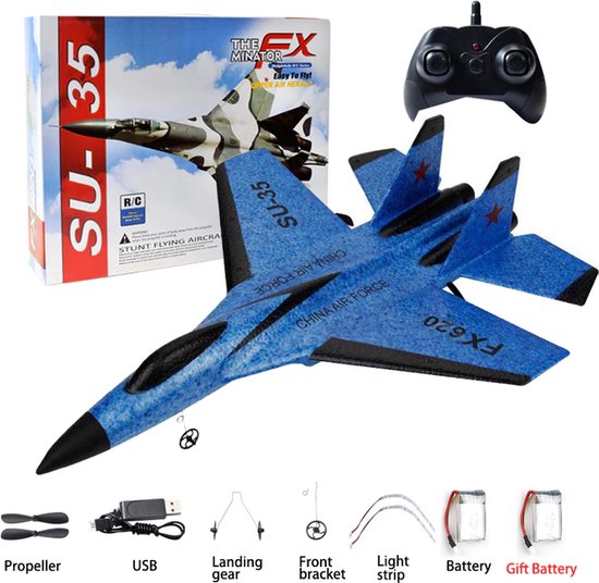 Fastsurfe - FX-620 - RC vliegtuig Blauw - 2 Batterijen - Afstandsbediening - Straaljager - Drones - Vliegtuigen - Ready To FLY - Op Afstand bestuurbaar