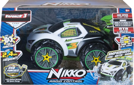 NIKKO RC VaporizR XT, Bestuurbare Auto RC Auto, Offroad Voertuig tot 15 km/h, LiFePo4 Accu, Waterdicht, Rijdt op Water, Modder en Sneeuw, Voor Kinderen vanaf 6 Jaar & Volwassenen, ca. 31 cm, Topo Green