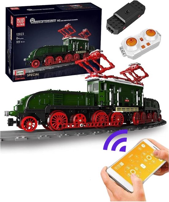 Mould King - Technic city stoomtrein elecktrisch | Trein met treinrails modelbouw | Creator classic treinen bouwpakket | Technische speelgoed ideas expert volwassenen & kinderen | 919 bouwstenen icons modelbouw (compatibel met lego of mega bloks)