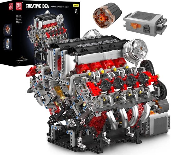 Comnox - Mould King - F488 Supercar V8 Motor Bouwset - 2718 Stuks - Technische Speelgoedset met Realistische Functies - LEGO Compatible