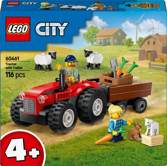 LEGO City Rode tractor met aanhanger en schapen - 60461