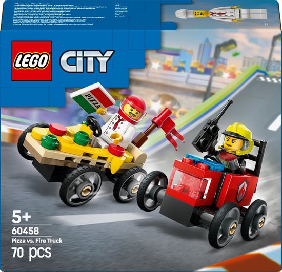 LEGO City Raceautopakket: pizzabestelwagen vs. brandweerauto - 60458