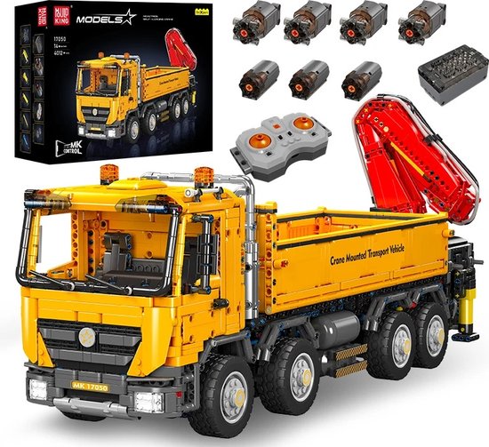 Comnox - Mould King - Technische Auto Bouwset - Zelfladende Kraan - Afstandsbediening - 4012 Stuks - Geavanceerd Model voor Bouw en Verzamelaars - RC Truck - Crane Transport Vehicle - LEGO Compatible