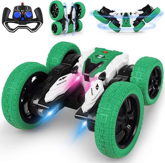 RC Stuntauto – Oplaadbare Afstandsbediening Auto met 360° Rotaties, LED-Licht en Mistfunctie – Dubbelzijdig Stunt Speelgoed voor Kinderen – Perfect Cadeau voor Jongens en Meisjes