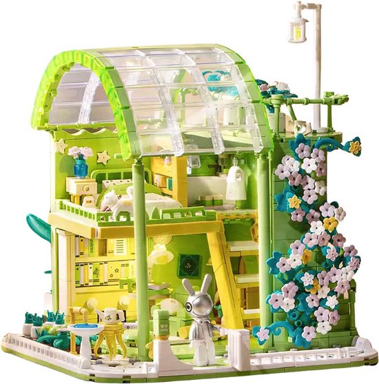 Sluban - Bonsai lente huis met botanical bloemen | Friends & city adventures | Classic bloemenpracht architecture | Icons Creator speelgoed bouwpakket voor meisjes / kinderen & volwassenen | 1350 bouwstenen (compatibel met lego of mould king stenen)