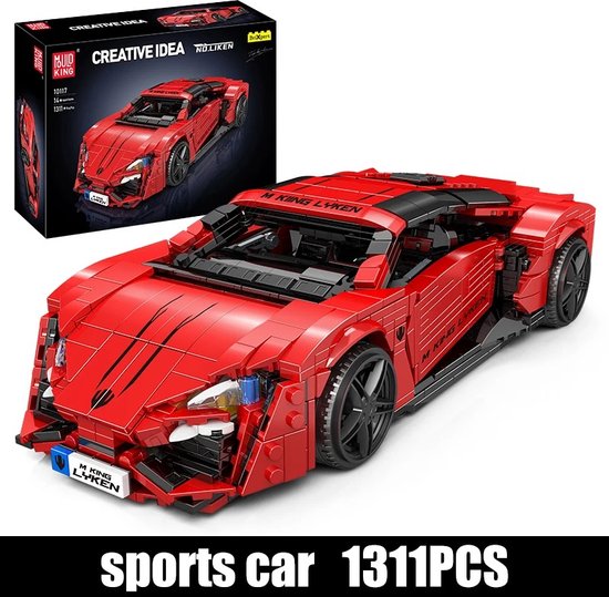 Technisch Lego Autospeelgoed - Rode Lykan - Sport Race Auto - 1311 Stuks - Compatibel Met Lego