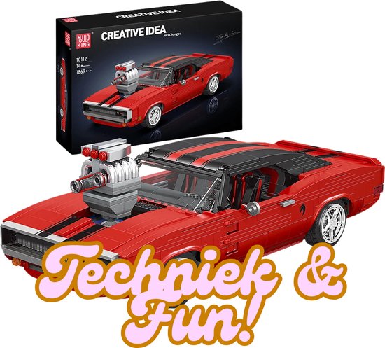 EliteNest® - Technische Autospeelset - Sport Racing Auto - Lego-compatibel - Realistische details - Bewegende onderdelen