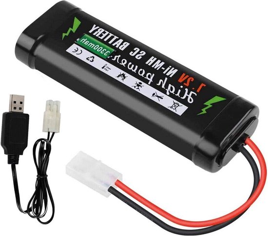 7,2 V 3300 mAh NiMH accu met USB-oplader - Geschikt voor RC-speelgoed - 1 stuk