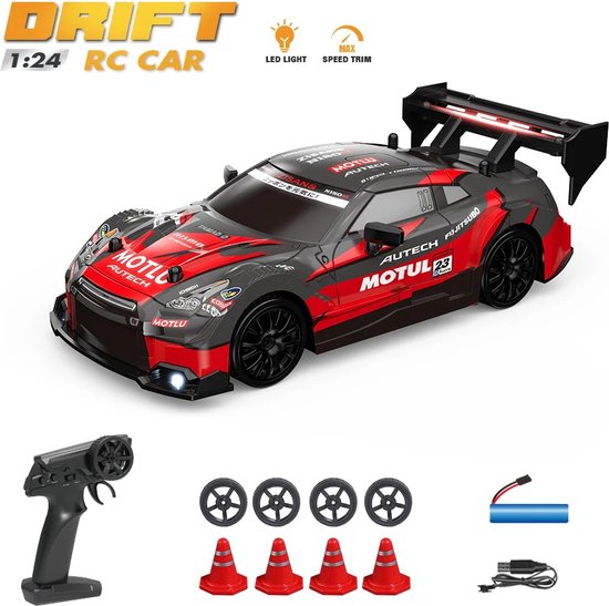 Nique Race Auto - Hoge Snelheid Racevoertuig - RC Drift - Afstandsbediening - Auto - Kinderen Racen - Sportwagen - Kids Speelgoed Voor Jongen - Rood/Zwart