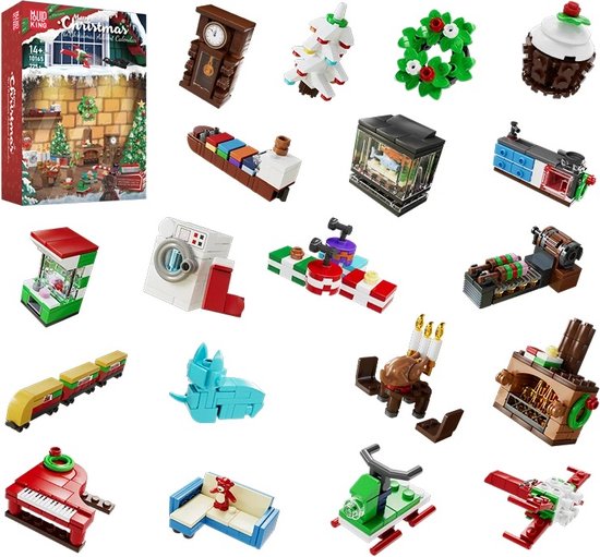 Comnox - Mould King - Kerst Countdown Kalender - 725 Stukjes - LEGO Compatible - Kerstcadeau - Rood