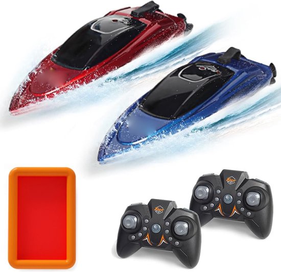 2 Stuks Mini Afstandsbediening Bootjes - RC Raceboot voor Competitieve Spellen - Inclusief Opblaasbare Watertank - 2.4G Elektrische Snelboot - Zomer Water Speedboten - Zwembad Speelgoed voor Jongens