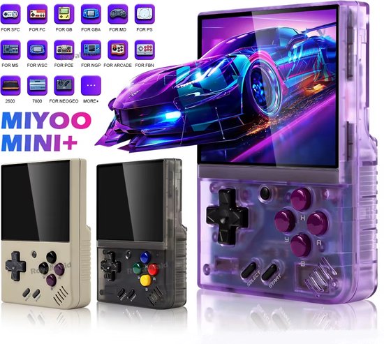 Miyoo Mini Plus V3 Retro Gaming - Handheld Console - 3,5 inch HD IPS - 5U Batterijduur - USB Type-C - Paars