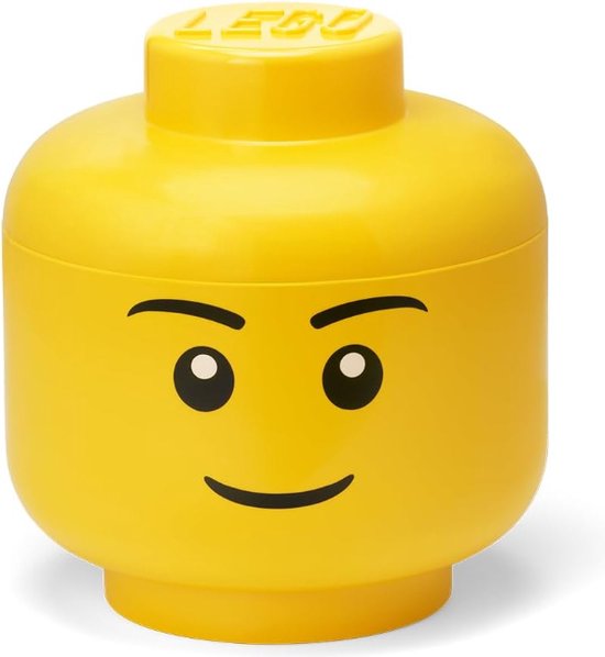 LEGO STORAGE HEAD (LARGE) - BOY - Polypropylene Storage Box with Lid for Kids' Toy Storage, Stackable Organizer, and Fun Storage Solution for LEGO Enthusiasts and Beyond