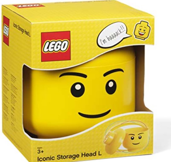 Room Copenhagen, Lego Storage Heads Stackable Storage Container - Buildable Organizational Bins for Kid’s Toys and Accessories - 6.30 x 6.30 x 7.28in - Small, Silly, Holds 250 Bricks