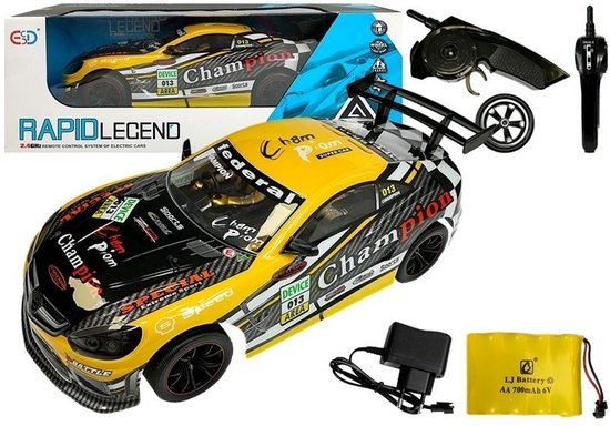 R/C auto - raceauto - 43x18x12cm - 2,4GHz - geel