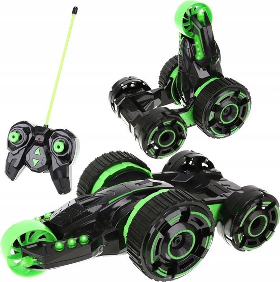 RC Twister Stunt Car - Op Afstandbestuurbare Radiografische Acrobatische Auto Met Afstandsbediening - 360 Graden Draaibaar - All-Terein - Zwart/Groen