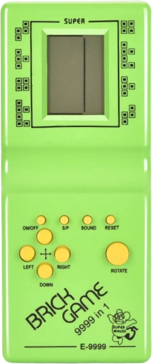 JustValue Handheld Spelcomputer Groen - Retro Spelcomputer - Spelcomputer Voor Kinderen - Spelcomputer Met Spelletjes - Classic game - Retro spel - Retro Game Stick - Blokken