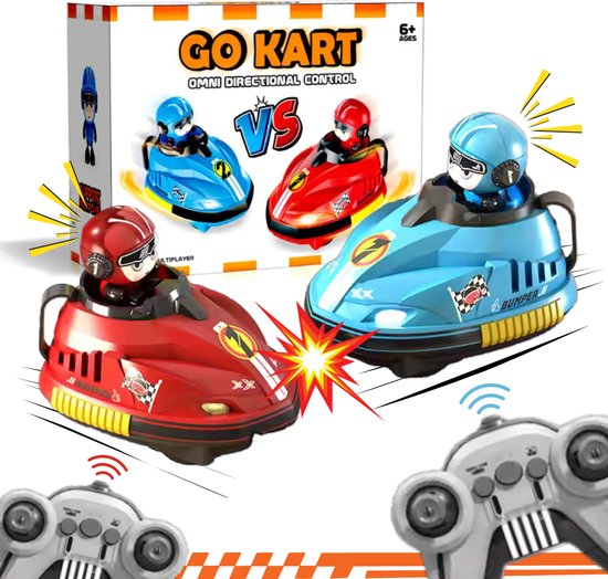 RC Botsauto - Bumper Cars - Bestuurbare botsauto - Bestuurbare Auto - Speelgoed voor binnen - Jongens en Meisjes - Kinderen - TikTok - Afstandsbestuurbare auto - 10 km/h - Rood en Blauw