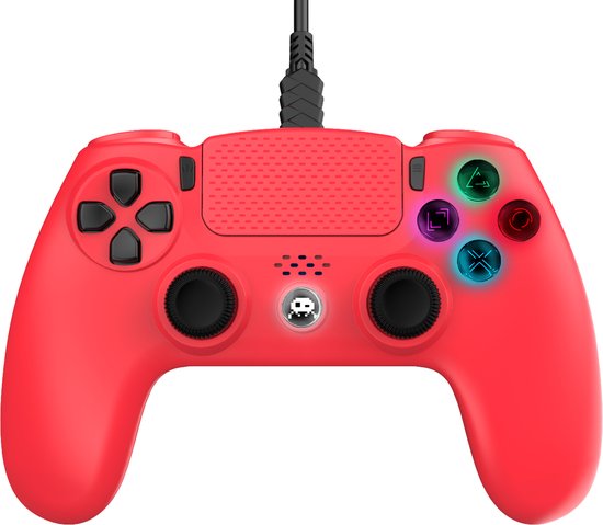 Freaks and Geeks Rode Bedrade Controller voor PS4 met 3M Kabel - LED - Jack 3.5mm