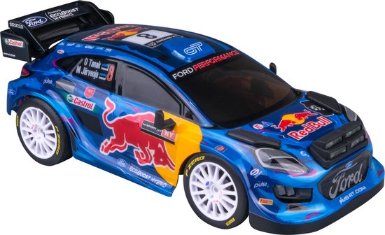 Nikko RC Auto Night Mode - M-Sport Ford Puma #8 Tanak - RC Voertuig - 25cm - Red Bull - Led verlichting - 1:18