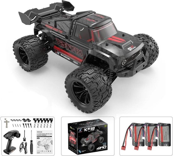 Comnox - RC Auto - 75+ KM/H - Brushless Off-Road 4WD - Zwart - 1:14 High-Speed Racewagen - Afstandsbediening Speelgoed voor All-Terrain