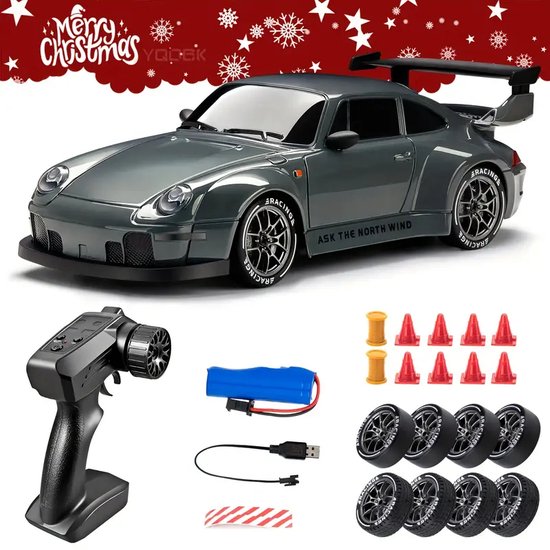 PolkaHome Zeer snelle RC drift car - RC drift auto - RC car - RC auto drift - Drift auto afstandsbestuurbaar 20km/uur 1:24 Afstandsbediening Driftauto, 2.4Ghz 4WD Afstandsbediening Auto met Verlichting, bestuurbare auto