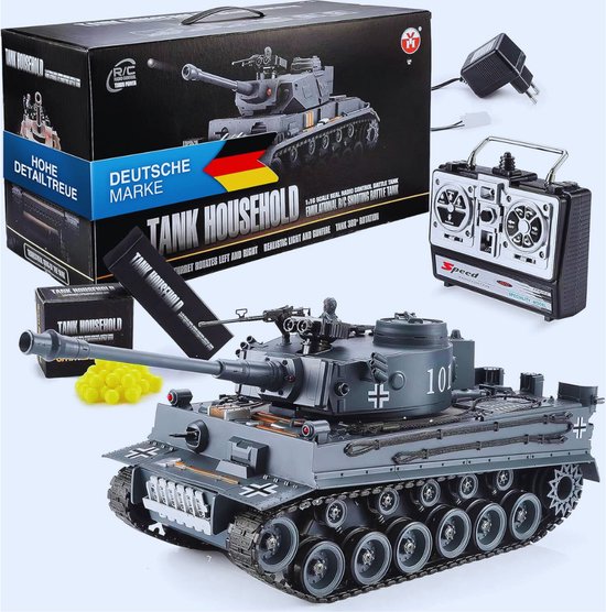 RC Duitse Tiger I 1:16 Tank Met Schietfunctie En Geluid - 2.4GHz Afstandsbediening - RTR Model