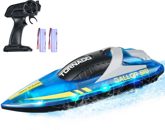 Bramboo - Radiografisch bestuurbare boot - Bestuurbare boot - RC boot - RC boat - Radiografische boot - Blauw - 2.4 GHz - 12 km/u - 50 Meter bereik - Tot 90 minuten batterij